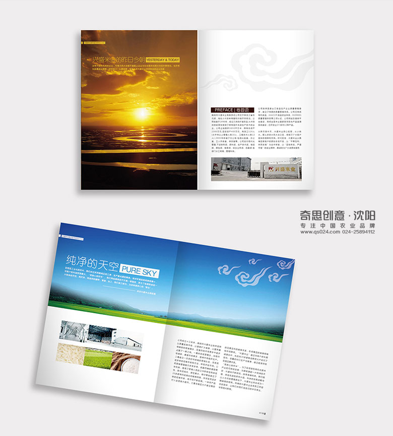 米業(yè)畫(huà)冊設計，鶴崗市興盛米業(yè)品牌標志設計，品牌VI設計，專(zhuān)業(yè)大米包裝設計